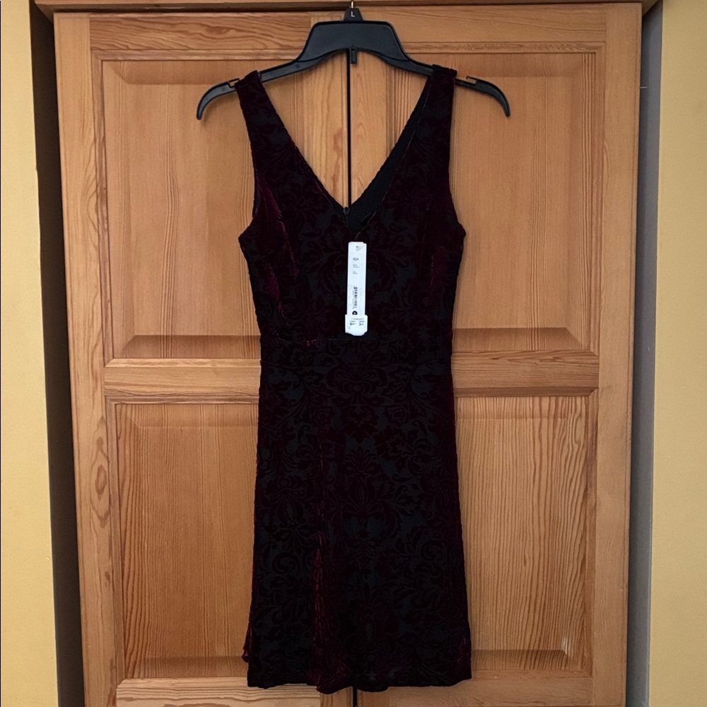 Aqua Black and Burgundy Floral Mini Dress